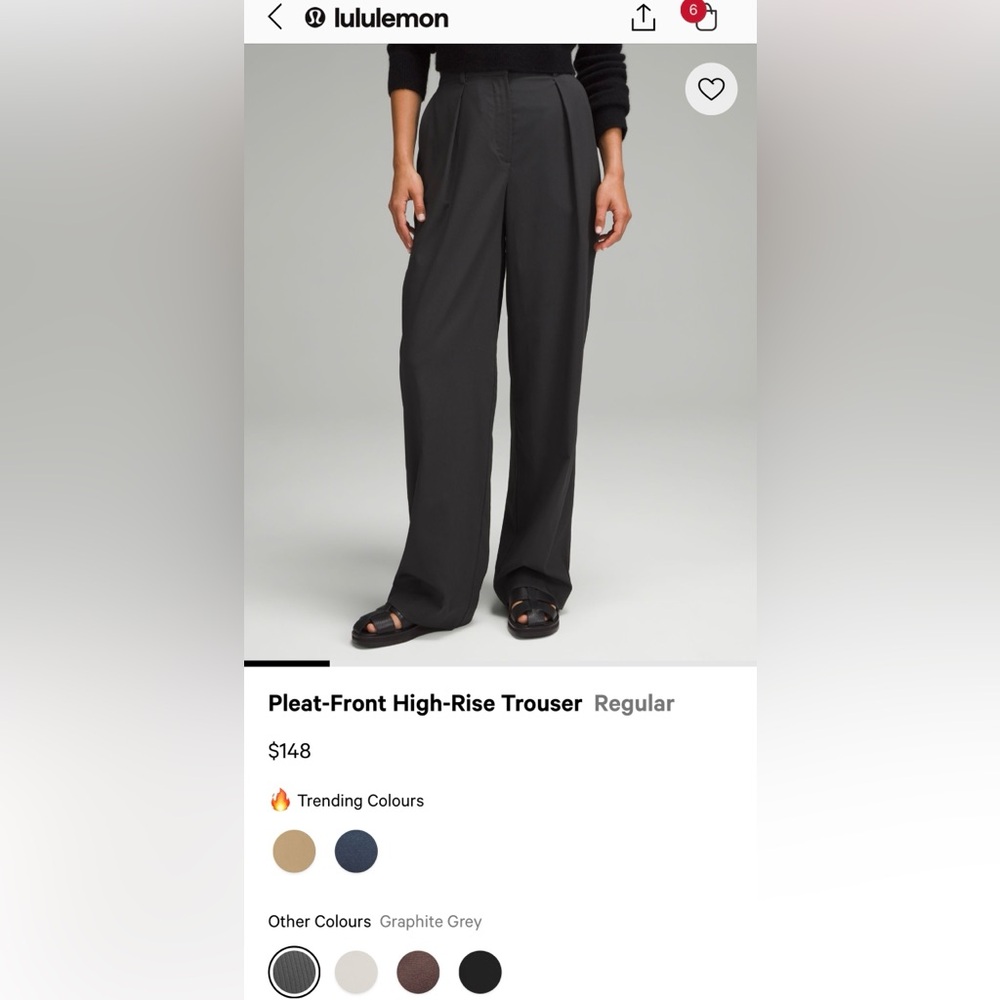 Lululemon pleat front high trouser, size 12, Slate grey